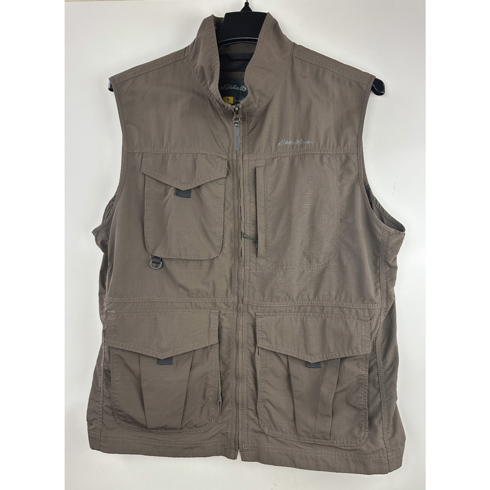 Eddie Bauer Travex Vest Multi Pocket Utility Outdoor Full Zip Ripstop Mens Large - Picture 7 of 12